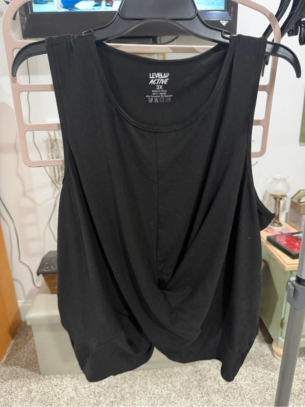 Level Up Active Black Twist-Front Tank Top